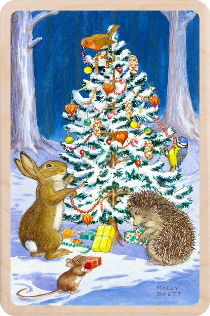 Christmas Tree with animals - Wooden Christmas cards