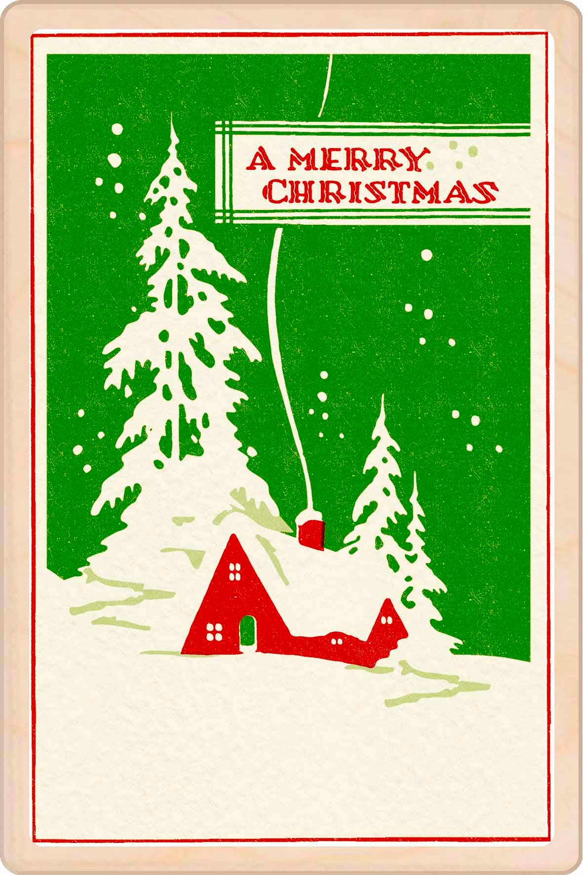 A Merry Christmas - Wooden Christmas Card