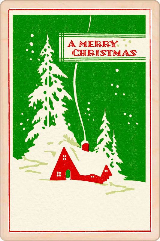 A Merry Christmas - Wooden Christmas Card