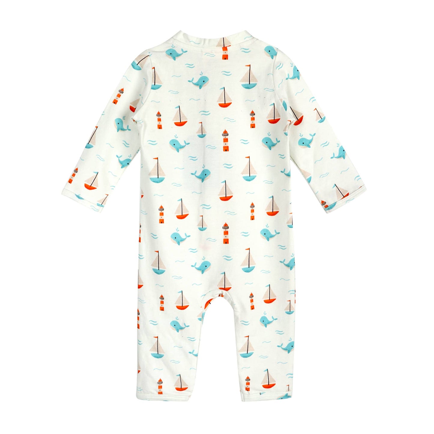 Sailboat Whales Baby Zipper Jumpsuit (Organic)