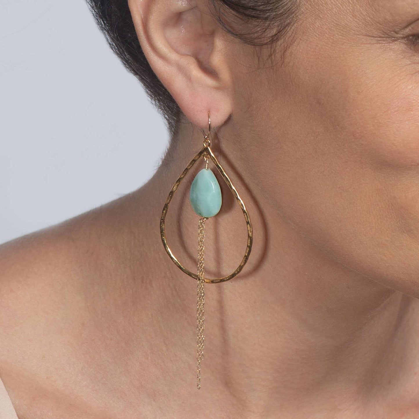 Chrissy Pale Blue Amazonite Dangle Earrings