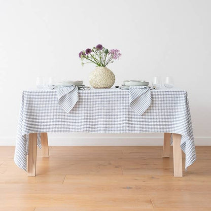 Linen Me - Napkin Graphic Check Off White Blue