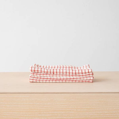 Linen Me Napkin Graphic Check Off White Red