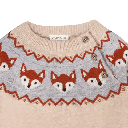 Fox Jacquard Fair Isle Sweater Knit Baby Pullover (Organic)