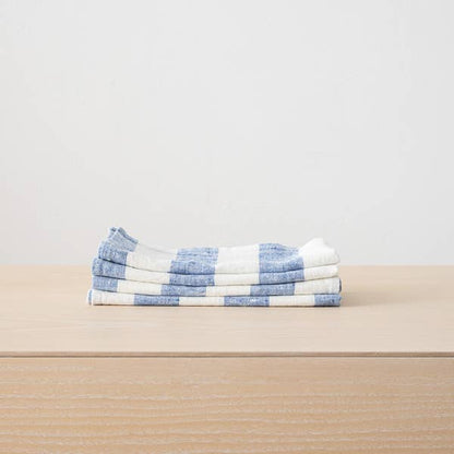 Linen Me Napkin Off White Blue Philippe, Striped Washed Linen