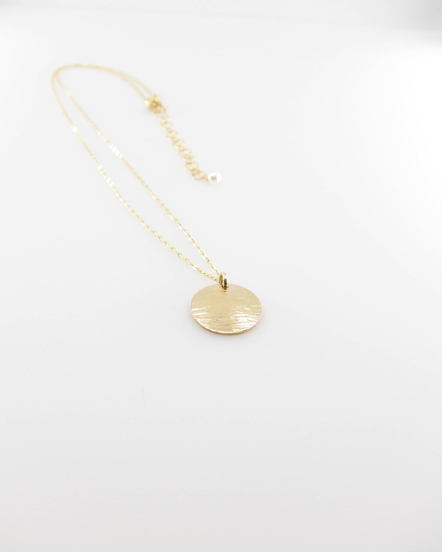 Hammer Textured Small Round Disc Necklace