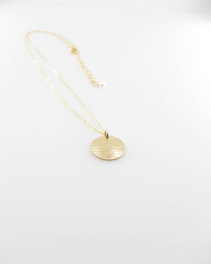 Hammer Textured Small Round Disc Necklace