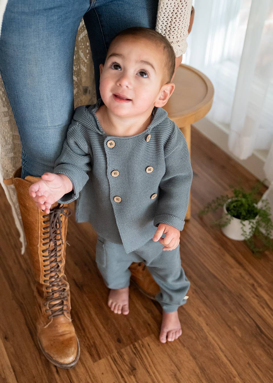 Hooded Double Button Baby Coat Jacket (Organic) 4 Colors