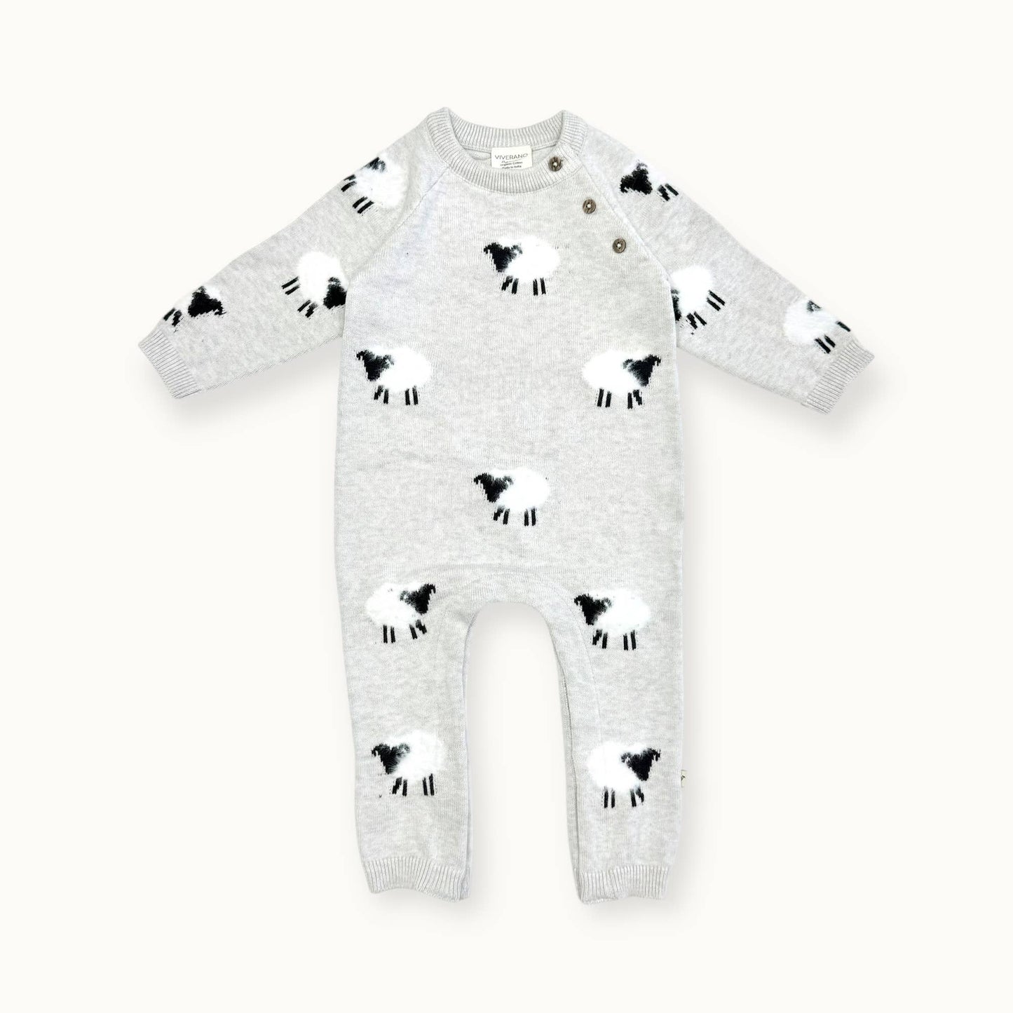 Furry Sheep Jacquard Sweater Knit Baby Jumpsuit (Organic)