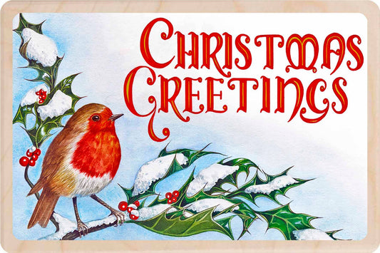 Christmas Greetings - Wooden Postcard