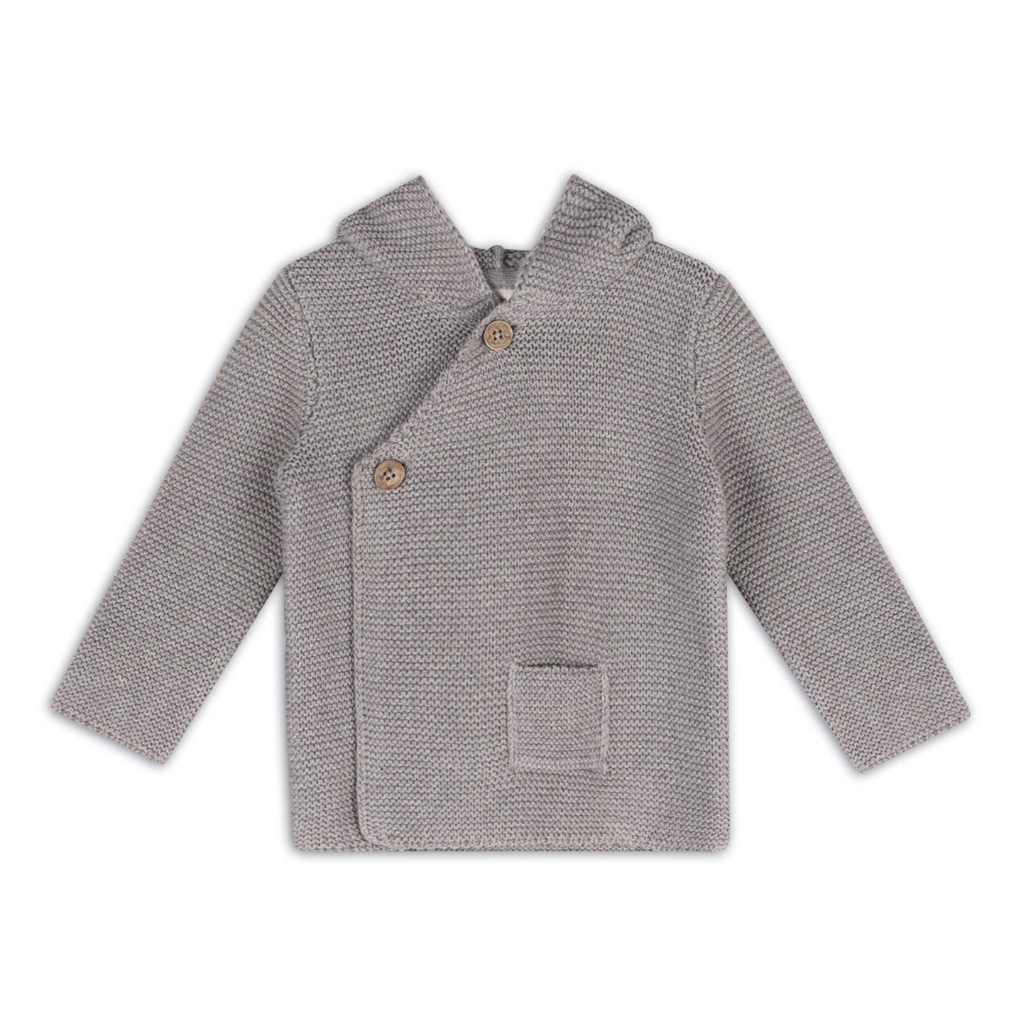 Hooded Button & Pocket Sweater Knit Baby Jacket (Organic)