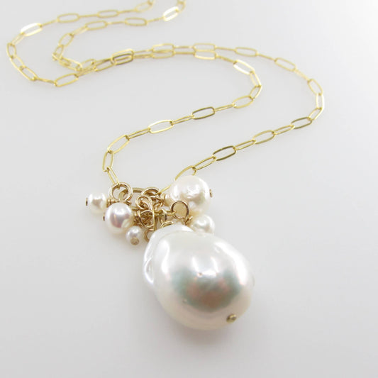 Large Baroque Pearl Cluster Necklace