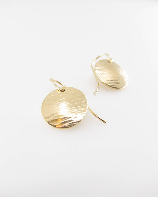 Hammer Textured Round Disc Earrings (2 sizes)