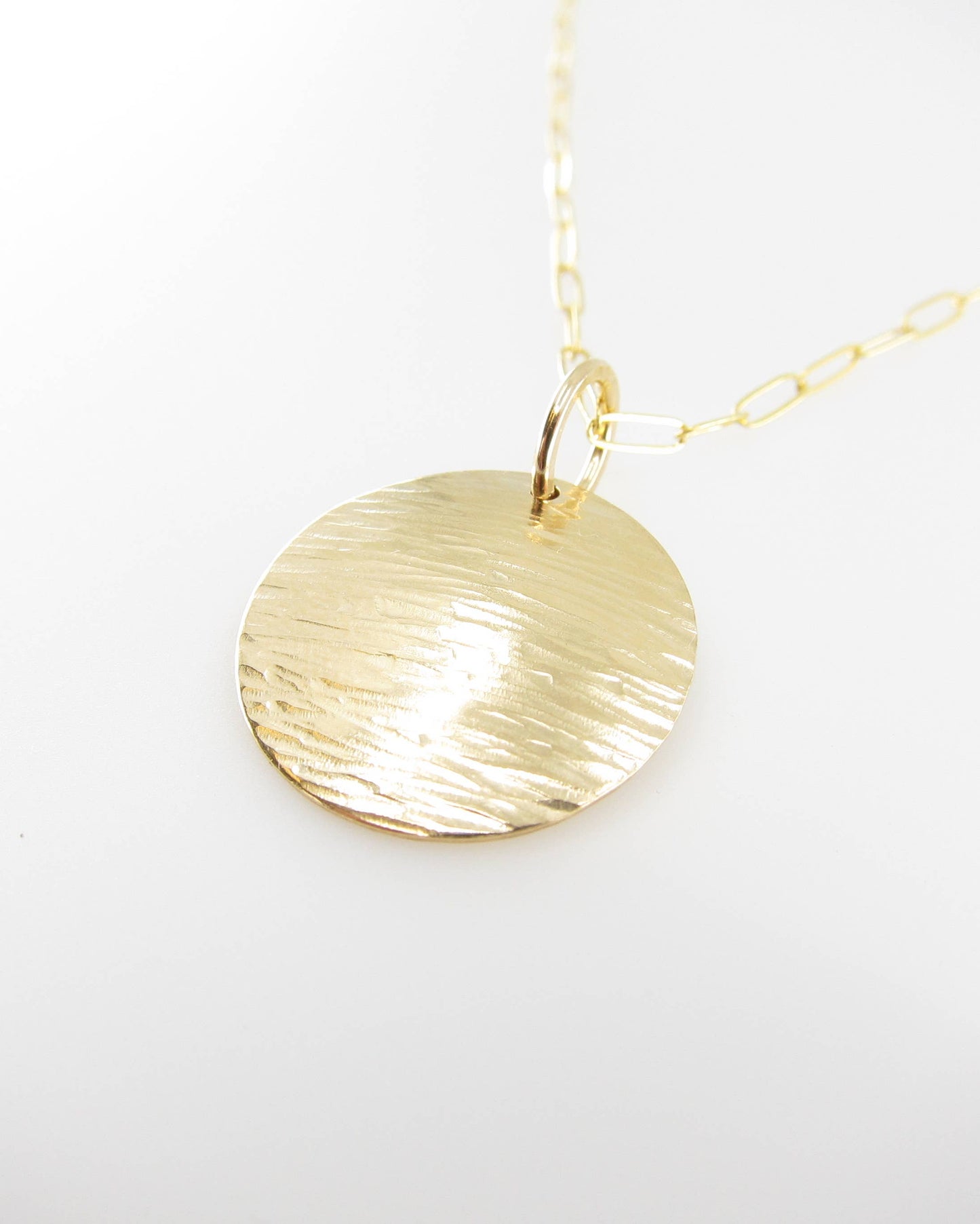 Large Hammer Textured Disc Necklace