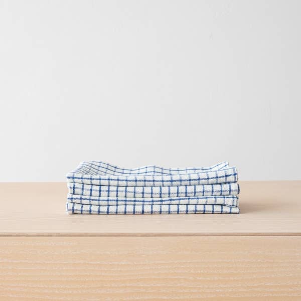 Linen Me - Napkin Graphic Check Off White Blue