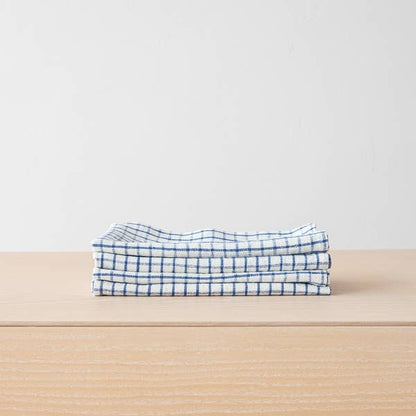 Linen Me - Napkin Graphic Check Off White Blue