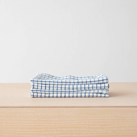 Linen Me - Napkin Graphic Check Off White Blue