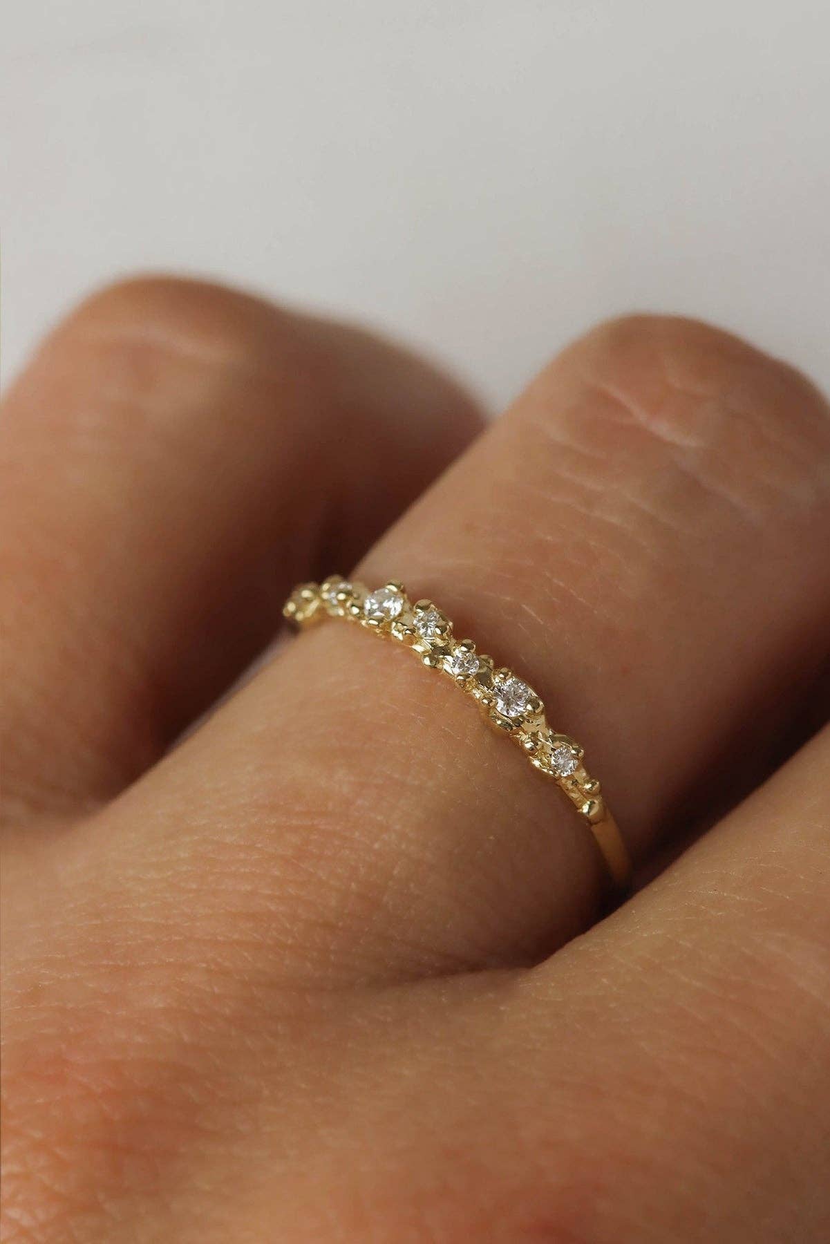 Solid Gold Isla Ring - Ocean Inspired Diamond Band