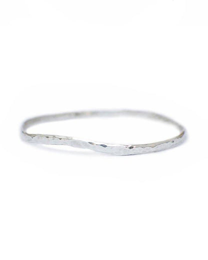 Sterling Silver Hammered Wave Bangle