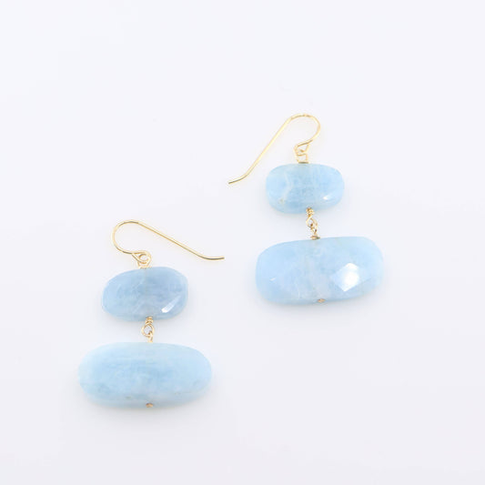 Milky Aquamarine Double Gemstone Earrings