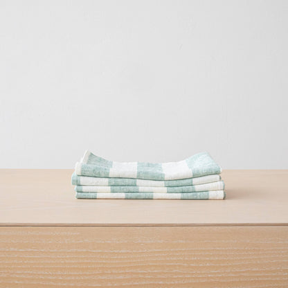 Linen Me Napkin Off White Blue Philippe, Striped Washed Linen