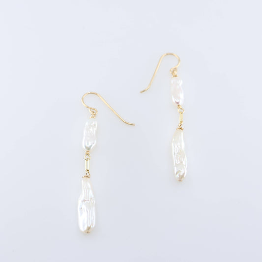 Freshwater Biwa Pearl Cascade Earrings