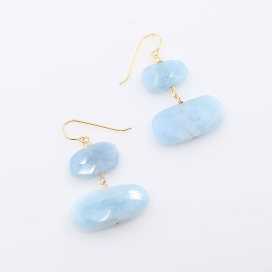 Milky Aquamarine Double Gemstone Earrings