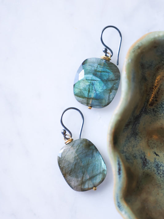 River Song - Flashing Blue Labradorite Earrings