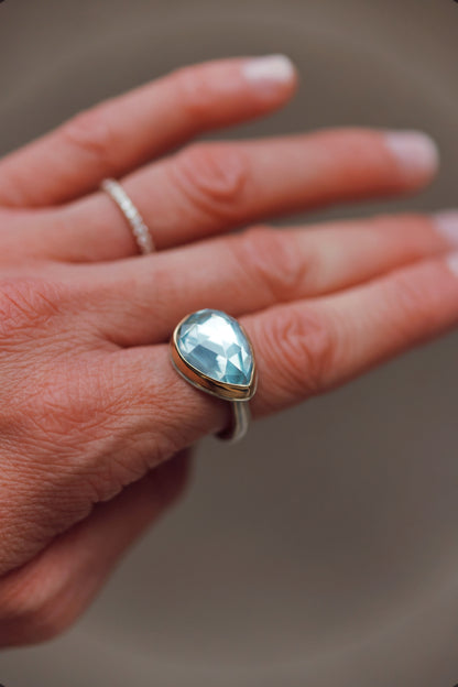 Jamie Joseph - Teardrop Sky Blue Topaz Ring Size 8