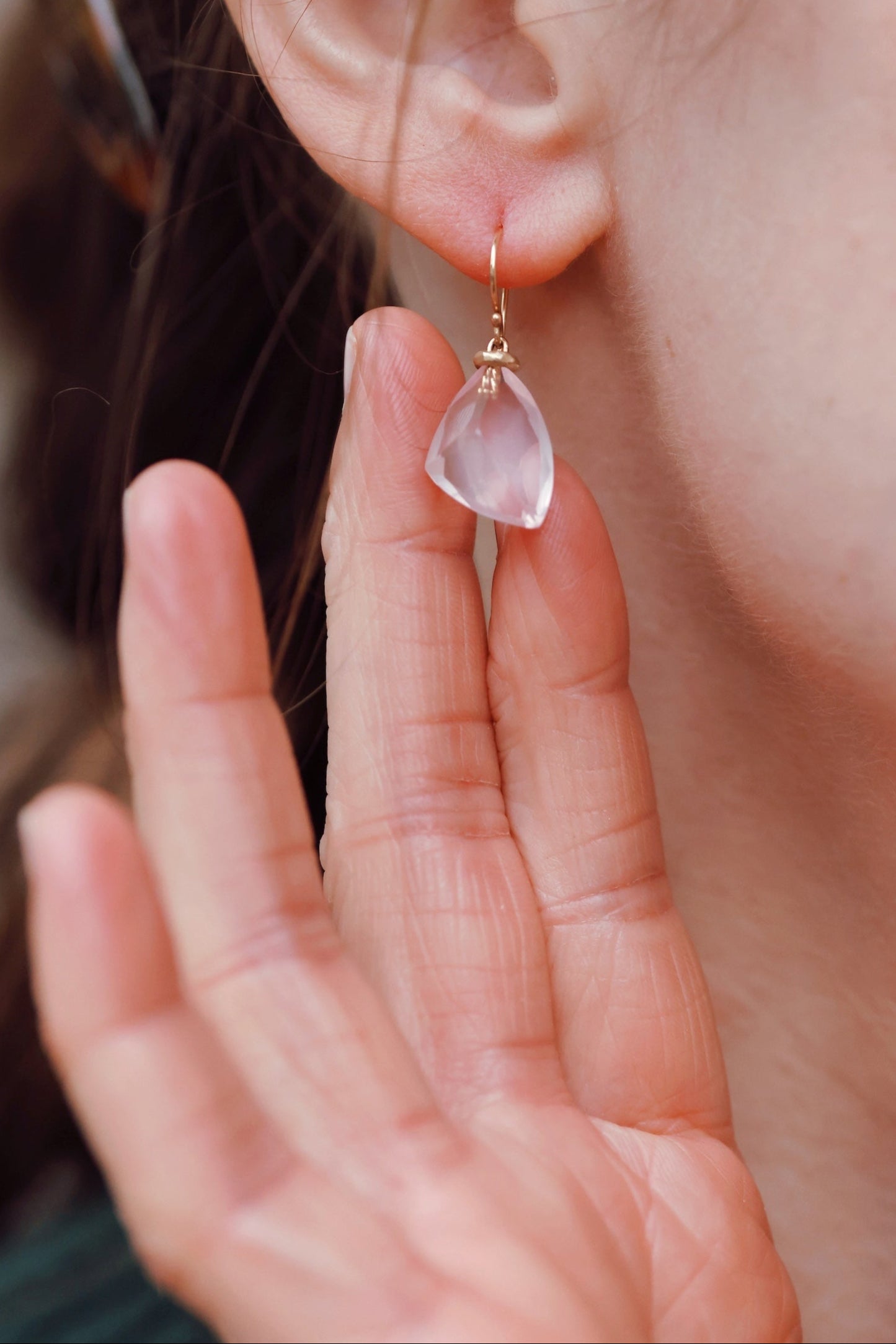 Jamie Joseph - Asymmetrical Rose Quartz Earrings