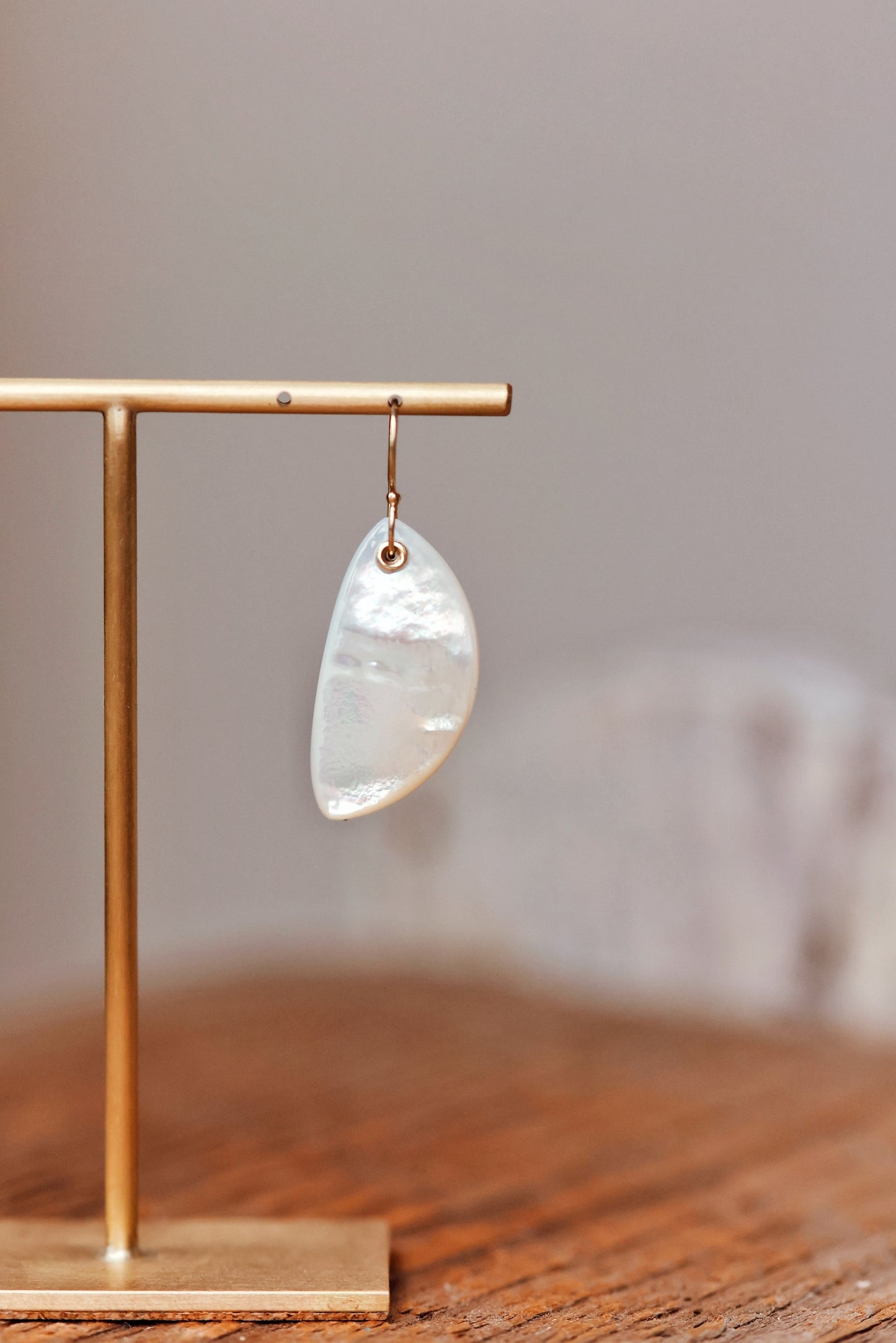 Jamie Joseph - Large Asymmetrical Smooth White Mother of Pearl Earrings