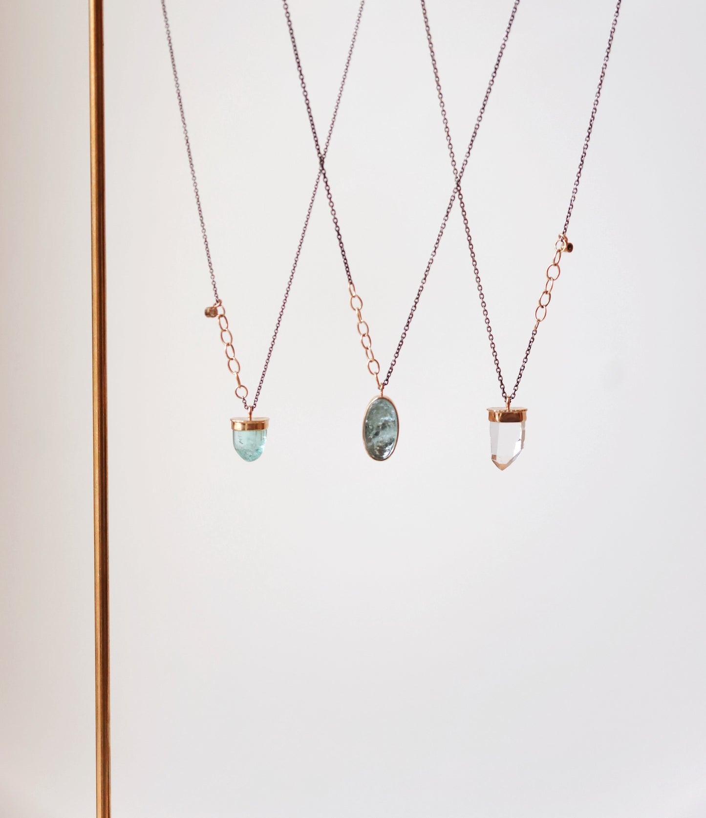 Jamie Joseph - Capped Blue Tourmaline Crystal with diamond  - 18" Necklace