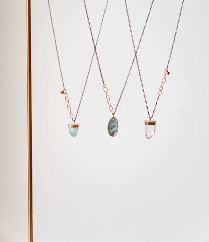 Jamie Joseph - Capped Blue Tourmaline Crystal with diamond  - 18" Necklace