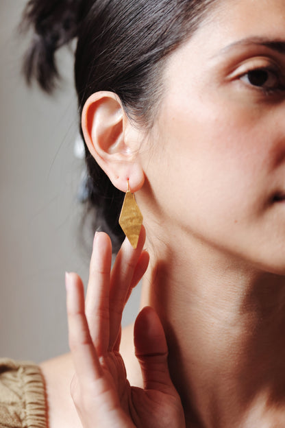 River Song - Golden Diamond Drop Earrings