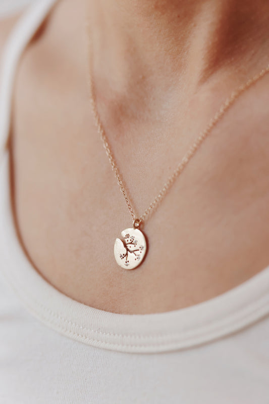 Victoria Cunningham - 14k Cherry Blossom Cut Out Necklace with diamonds
