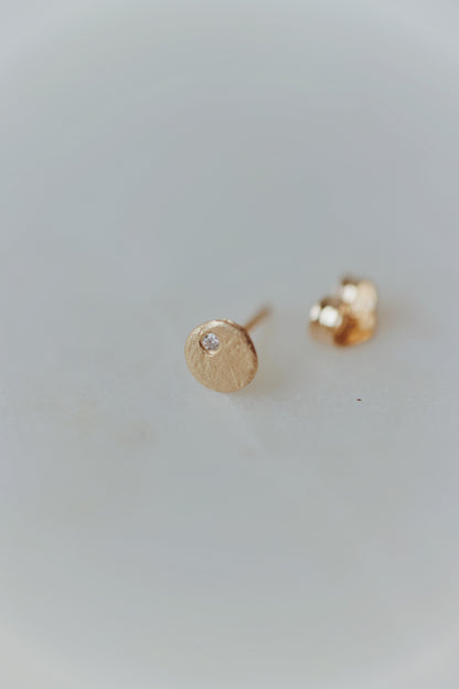 Victoria Cunningham - Small Disk with Diamonds Post Earrings