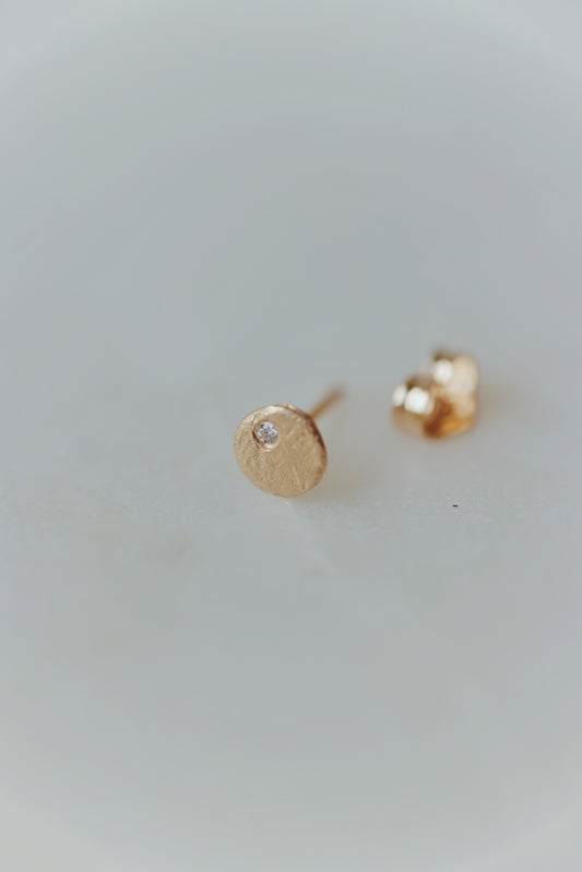 Victoria Cunningham - Small Disk with Diamonds Post Earrings