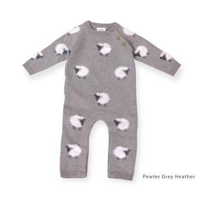 Furry Sheep Jacquard Sweater Knit Baby Jumpsuit (Organic)
