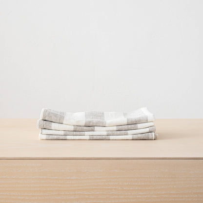 Linen Me Napkin Off White Blue Philippe, Striped Washed Linen