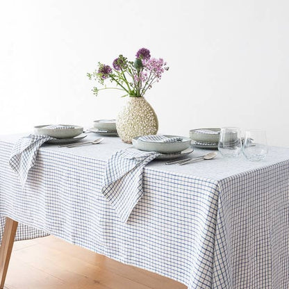 Linen Me - Napkin Graphic Check Off White Blue