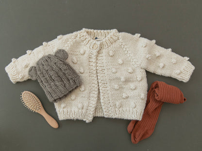 Popcorn Cardigan, 3-6 months Cream Baby Sweater Kids Clothing Fall