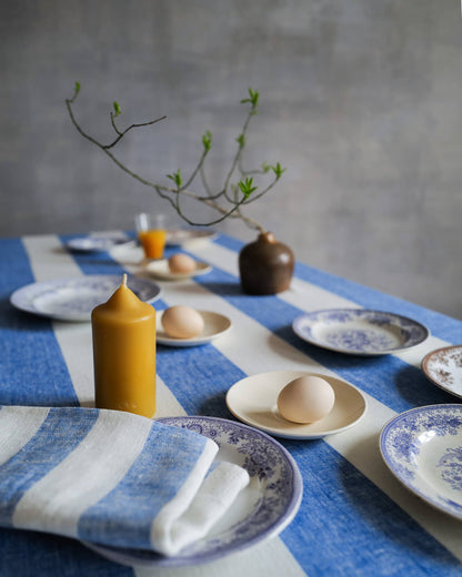 Linen Me Napkin Off White Blue Philippe, Striped Washed Linen