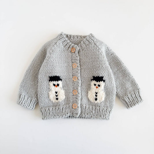 Snowman Cardigan Winter Knit Sweater Baby Kids Matching