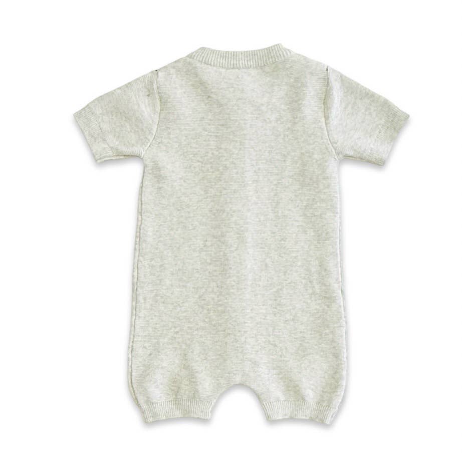 Stripe Knit Classic Button Baby Romper (Organic Cotton)
