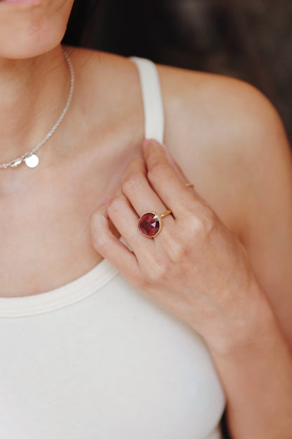 Yasuko Azuma - Deep Pink Tourmaline Ring