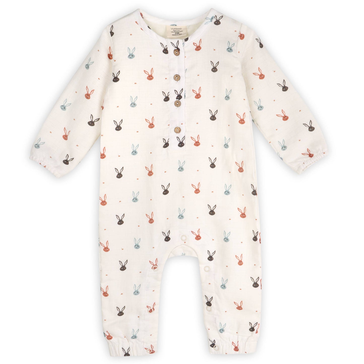 Mini Bunnies Long Sleeve Baby Jumpsuit  (Organic Muslin)