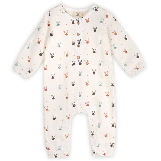 Mini Bunnies Long Sleeve Baby Jumpsuit  (Organic Muslin)