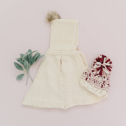 Poncho with Faux Fur Pom, Cream Kids Child Winter Holiday