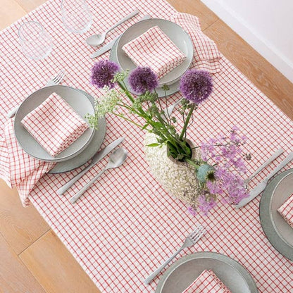 Linen Me Napkin Graphic Check Off White Red