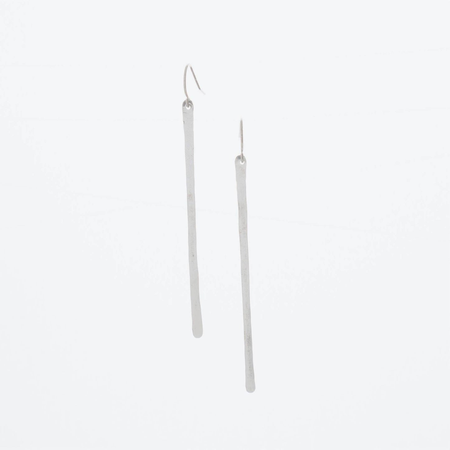 Large Forged Bar Earrings - Silver